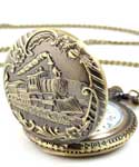 Train Pocket Chain Watch Pendant Necklace (with Padded Box)