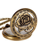 Steampunk Antique Case Elegant Engraved Rose Quartz Pocket Chain