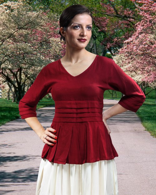Pleated Peasant Blouse