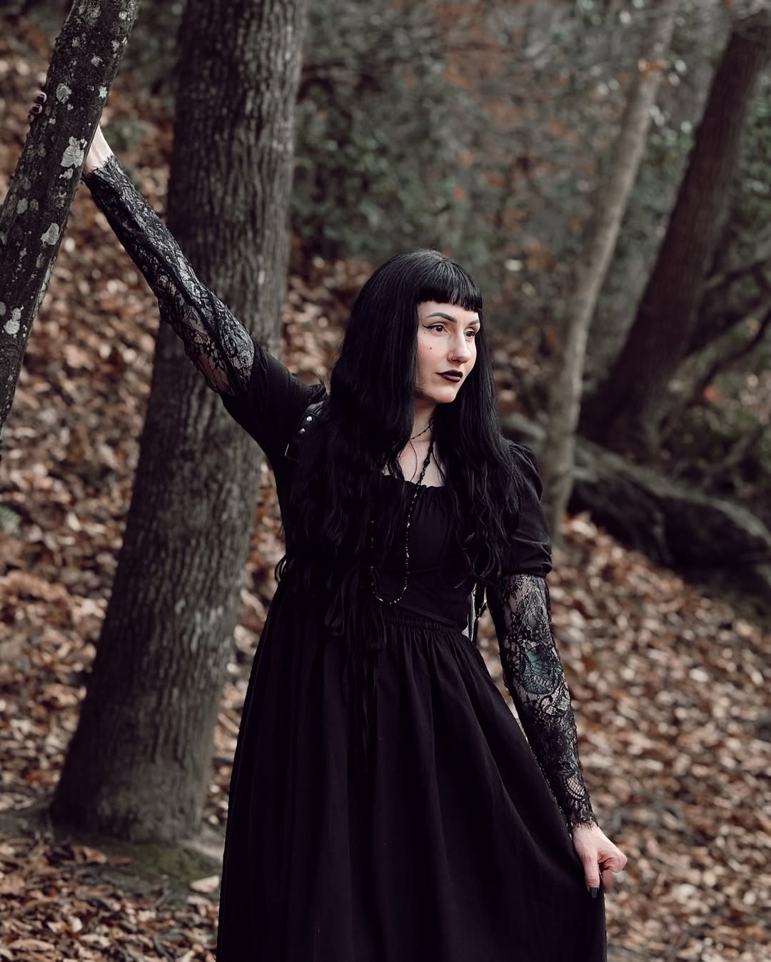 Cottagecore black linen boutique wholesale dress with underbust detail