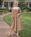 (image for) Lace Collar Plaid Cottagecore Dress