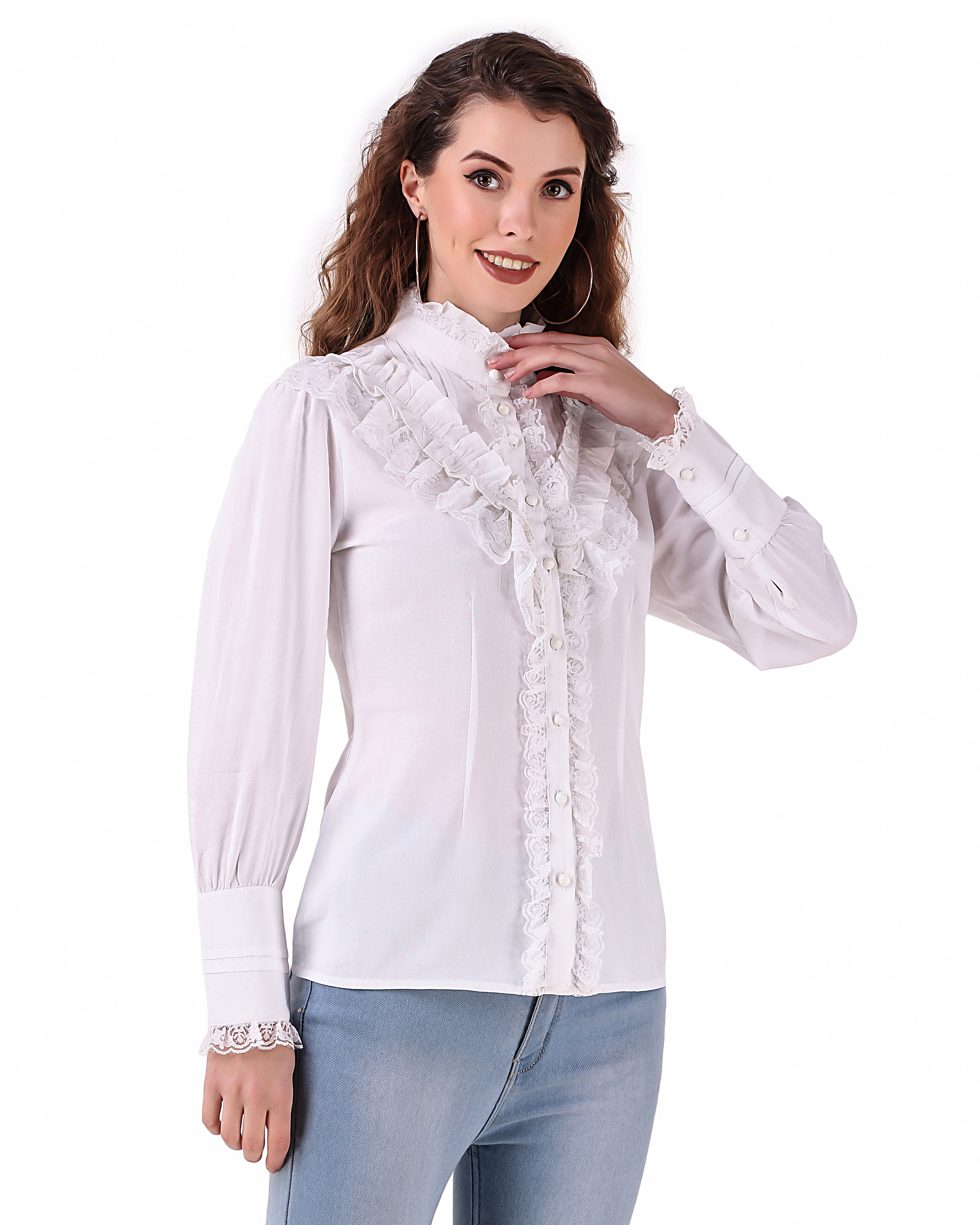 (image for) Lady Aethercourt Ruffle-Front Victorian Blouse