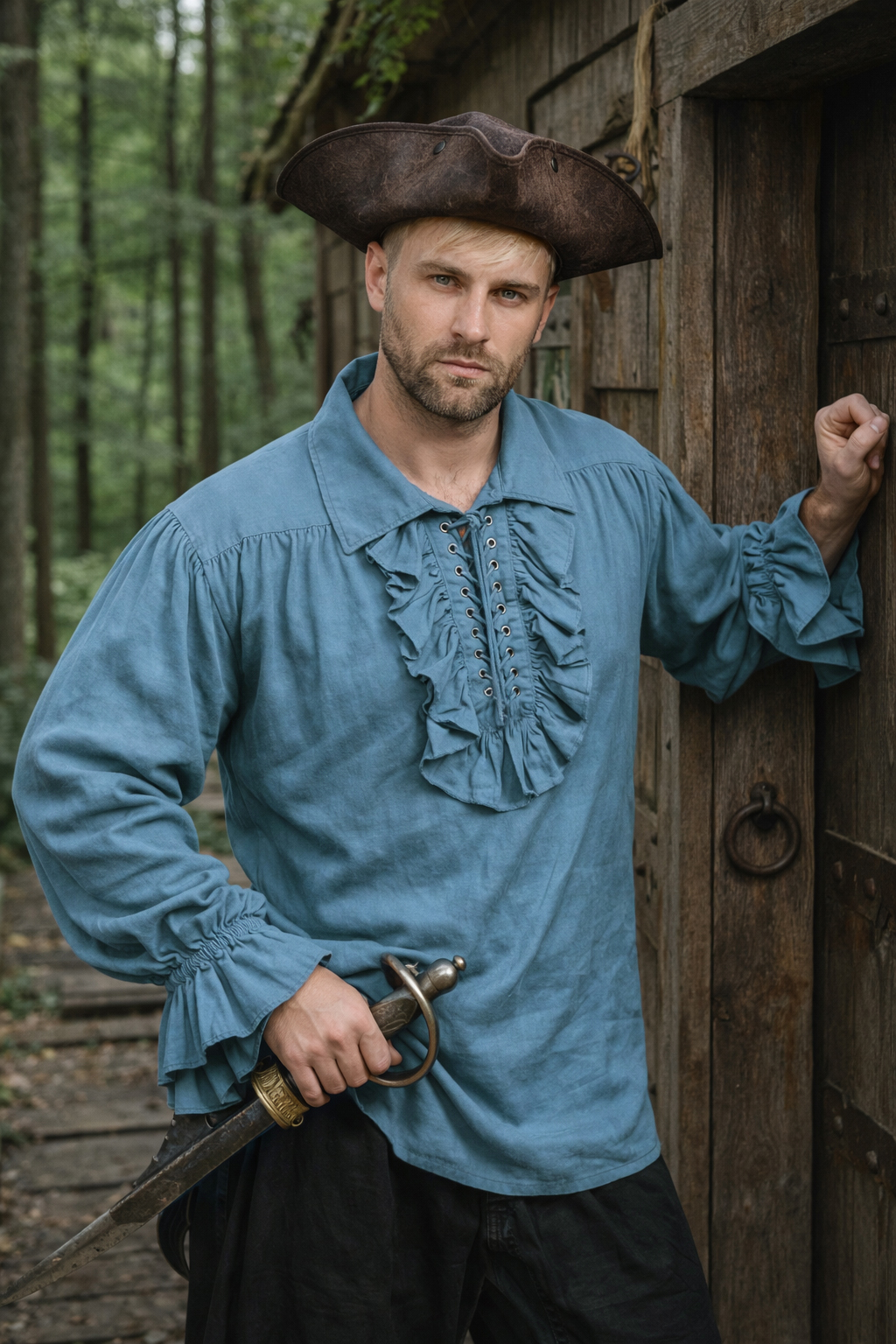 (image for) Corsair Ruffle Lace-Up Pirate Shirt