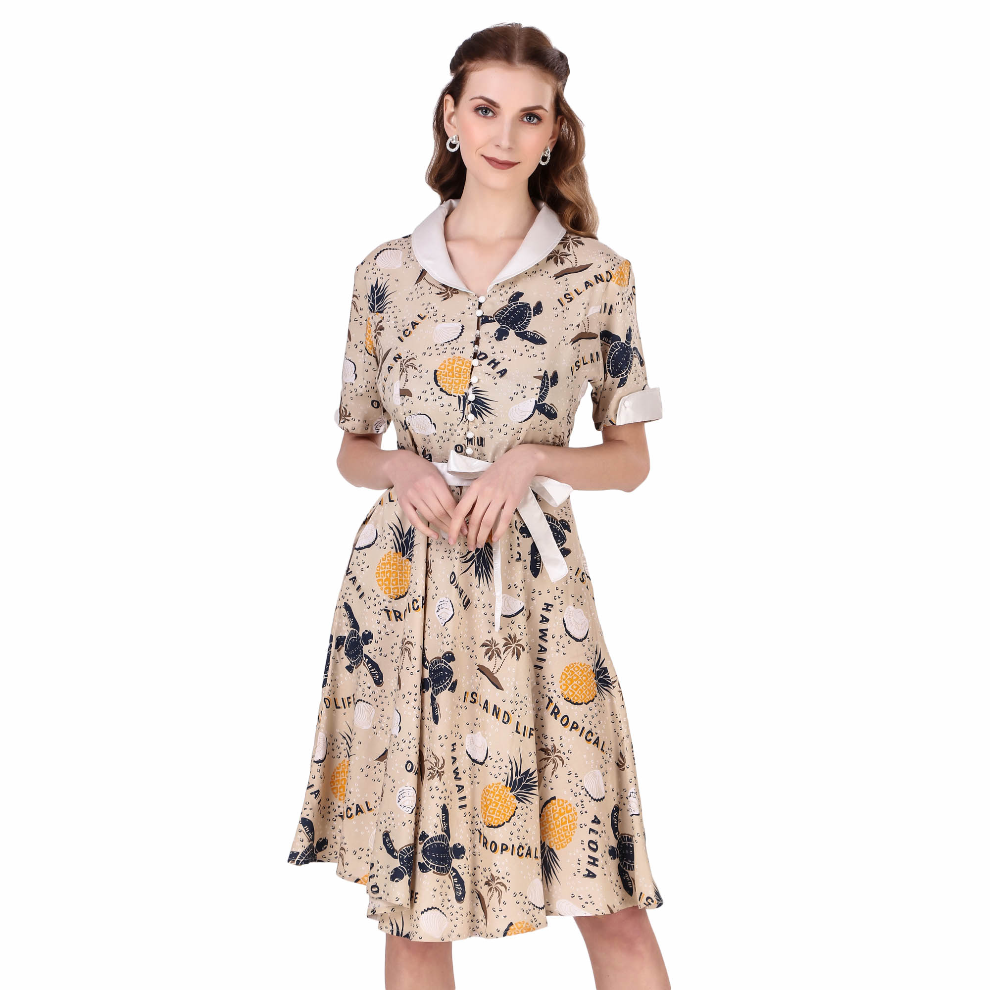 (image for) Women's 1950s Cape Collar Vintage Swing Dress