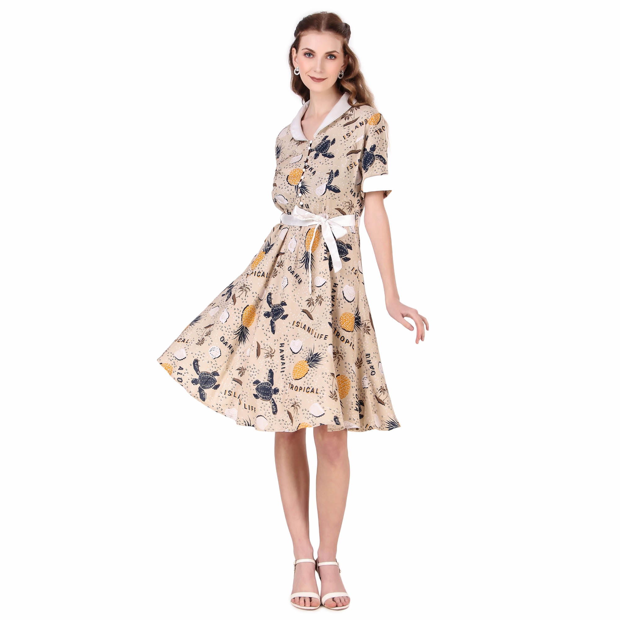 (image for) Women's 1950s Cape Collar Vintage Swing Dress