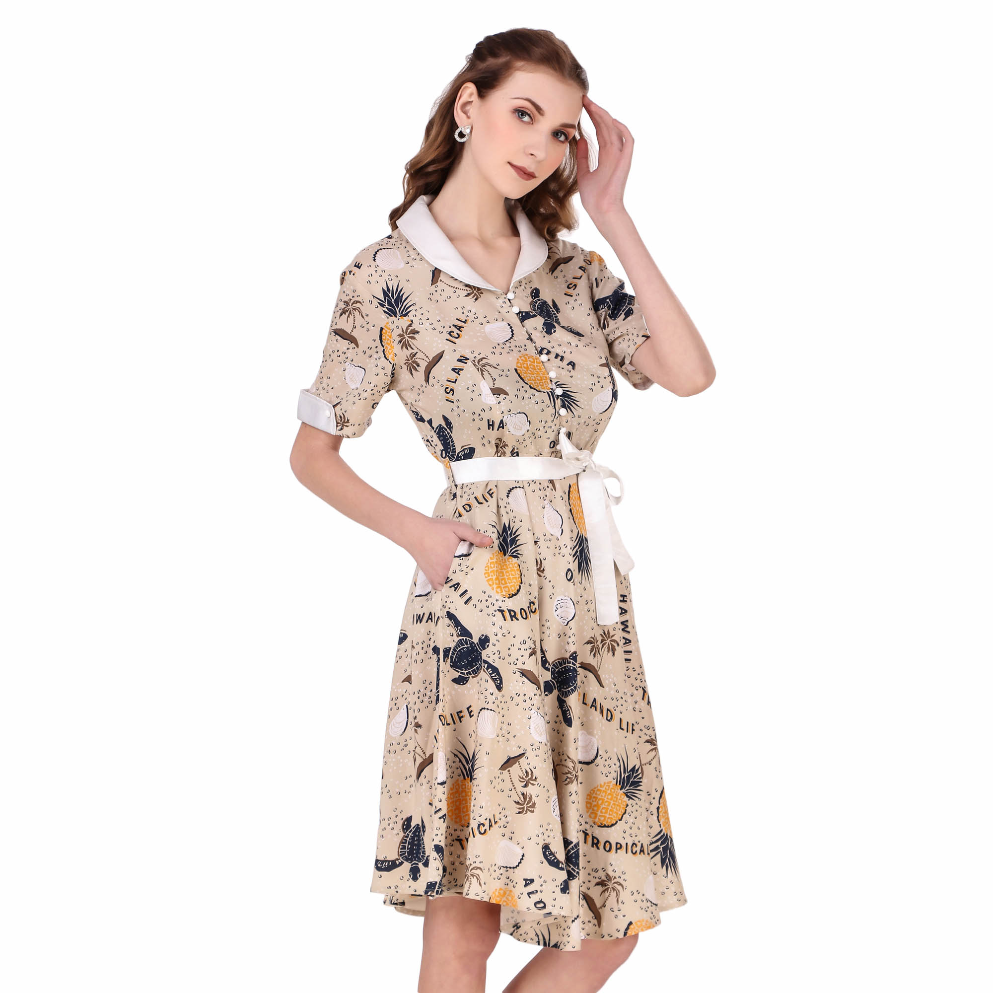(image for) Women's 1950s Cape Collar Vintage Swing Dress