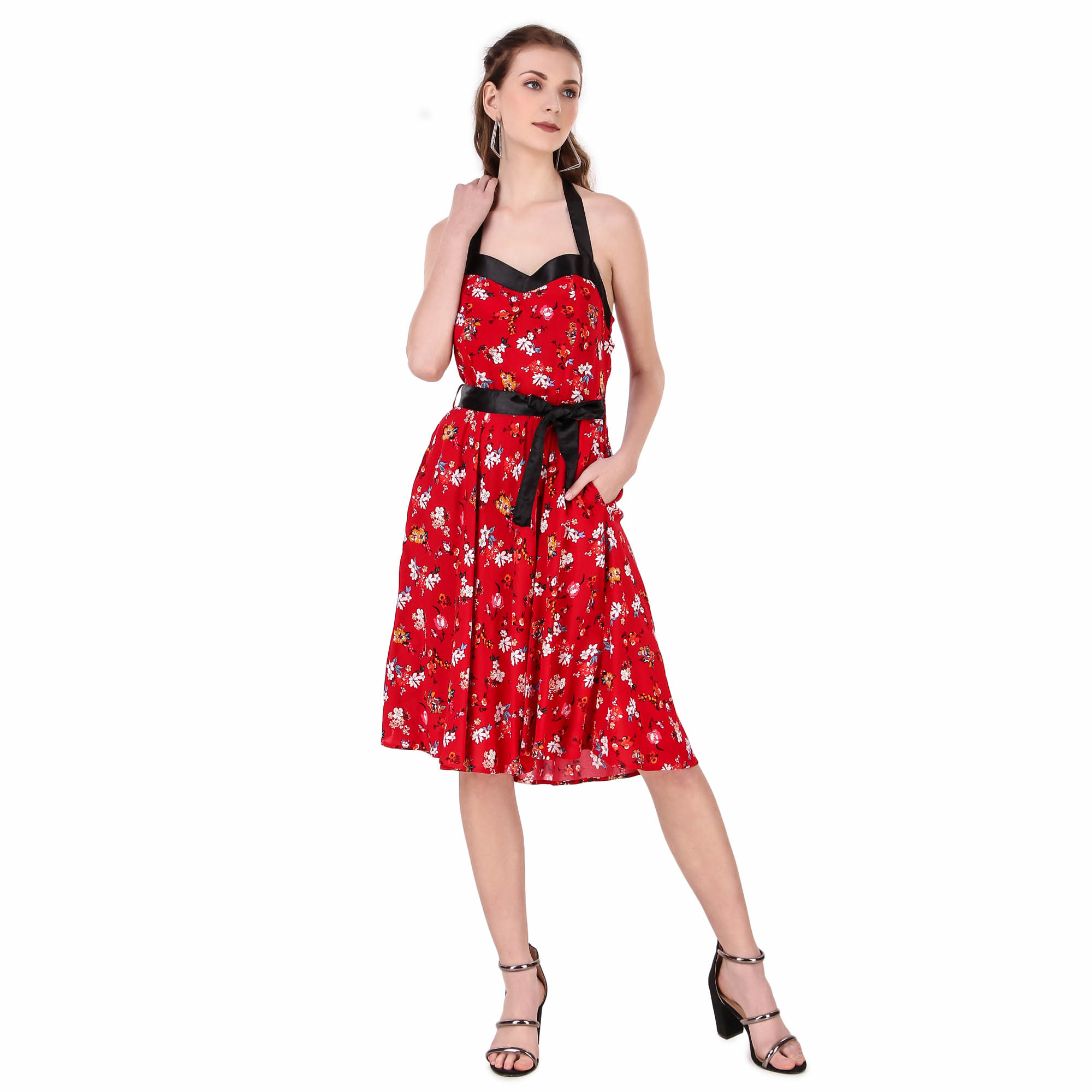 (image for) Vintage Rockabilly Hepburn Halterneck 1950s Dress