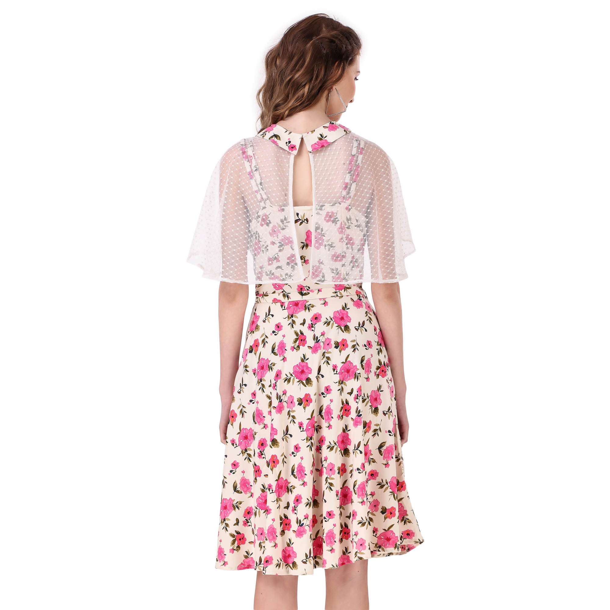 (image for) Women's 1950s Retro Pinup Swing Dress with Detachable Cape, Belt