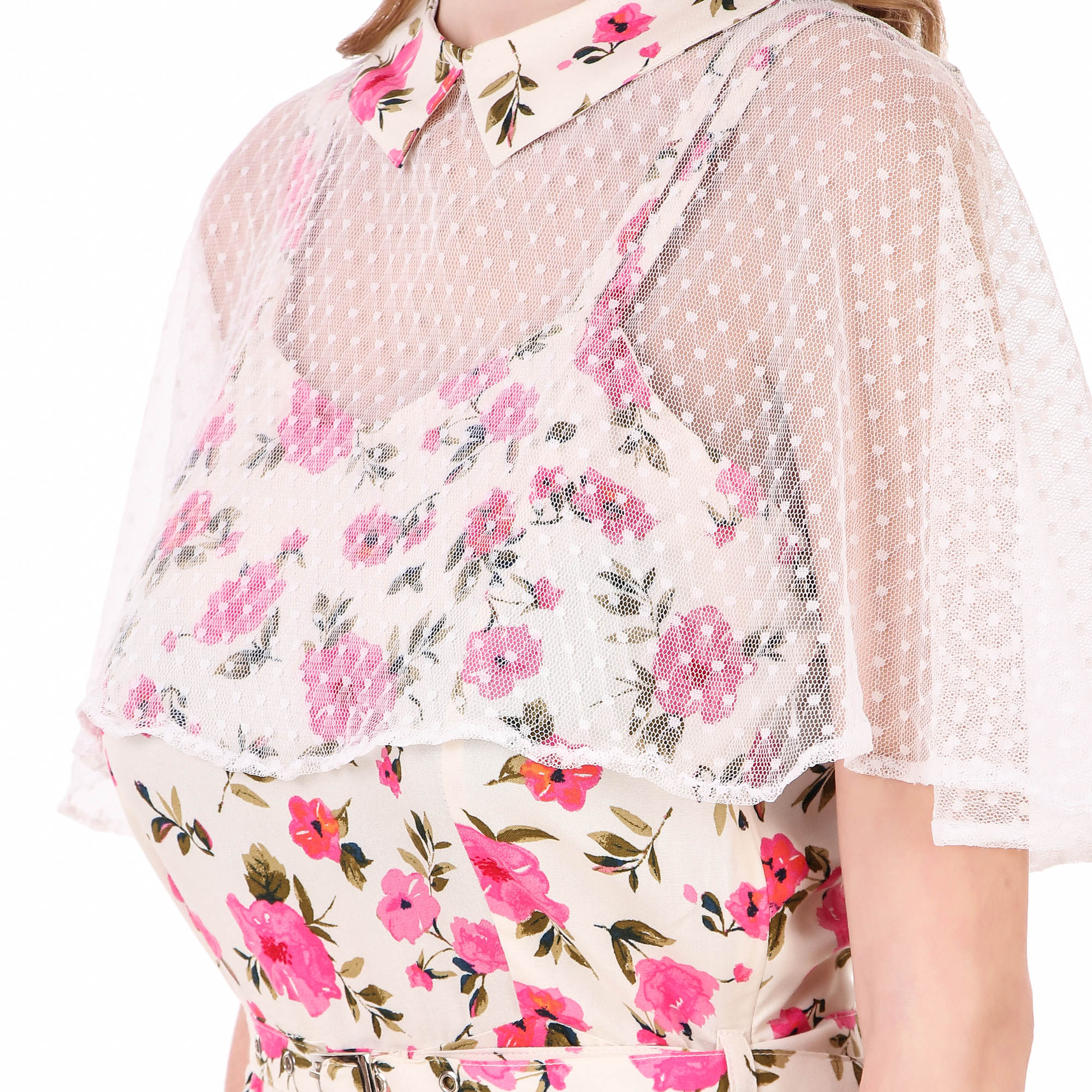 (image for) Women's 1950s Retro Pinup Swing Dress with Detachable Cape, Belt