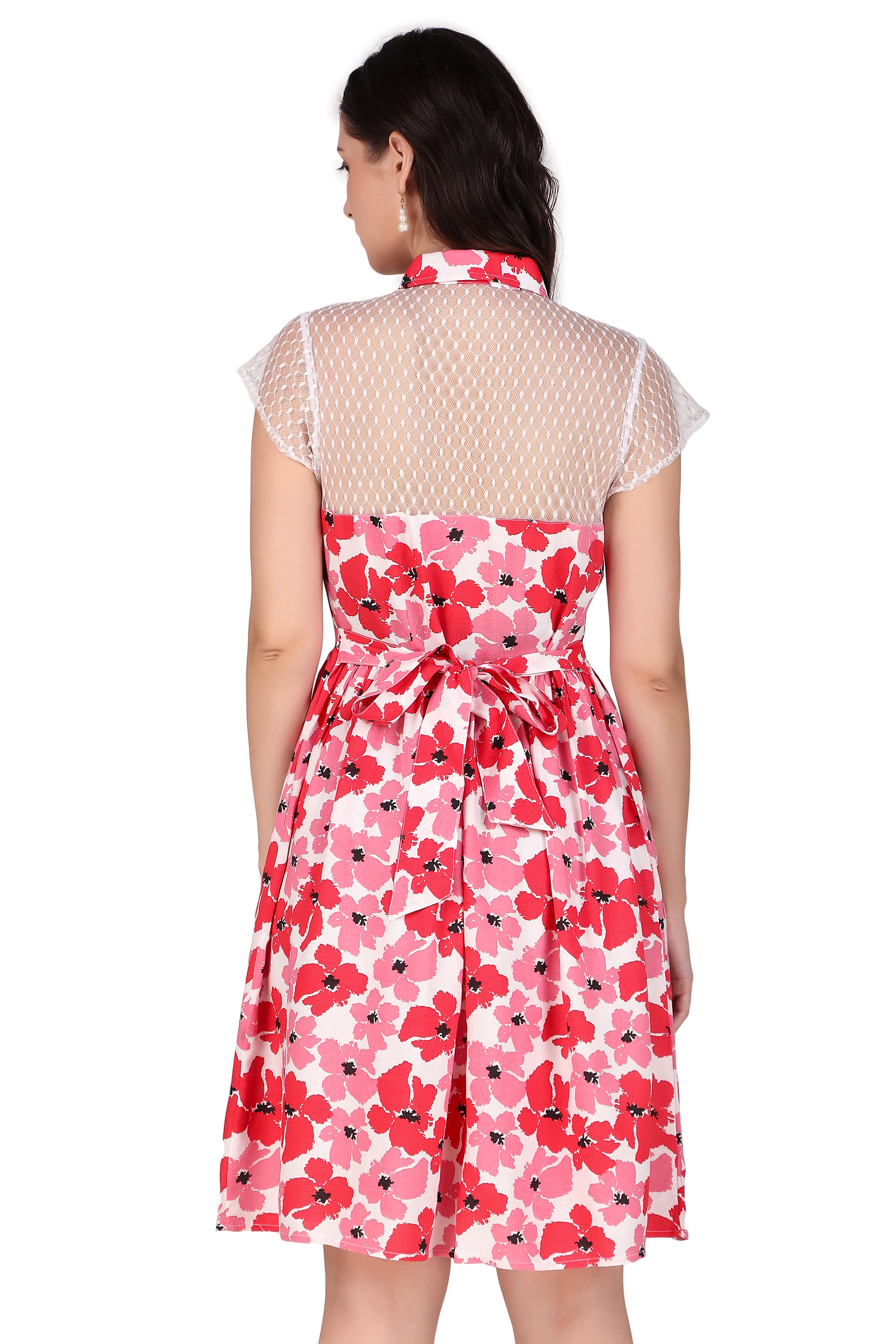 (image for) Women's 1950s Retro Pinup Vintage Swing Dress with Back Tie Belt