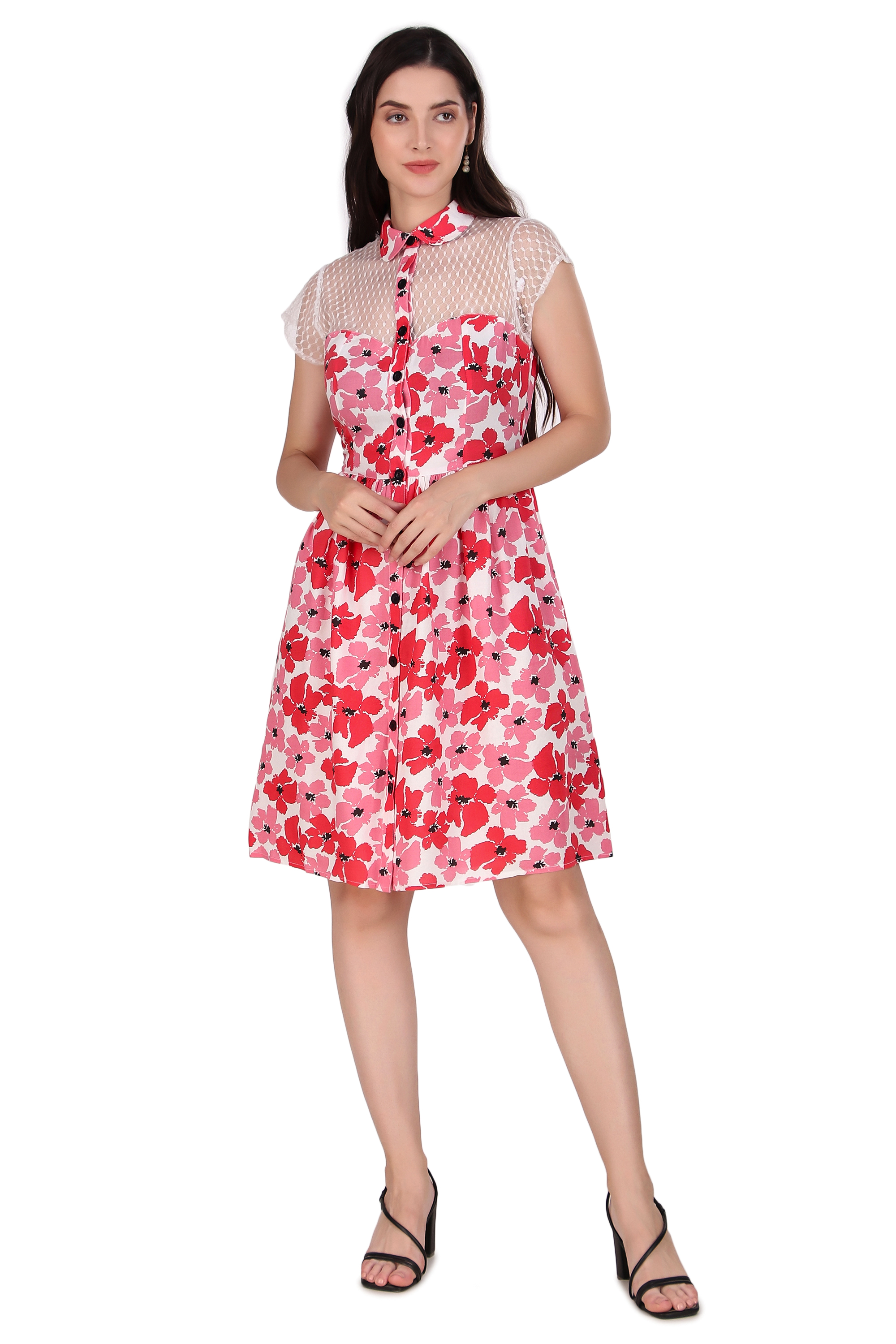 (image for) Women's 1950s Retro Pinup Vintage Swing Dress with Back Tie Belt
