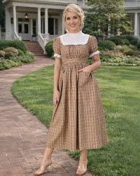 (image for) Lace Collar Plaid Cottagecore Dress