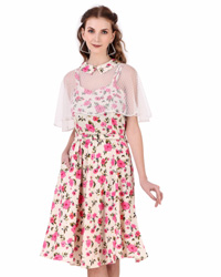 (image for) Women's 1950s Retro Pinup Swing Dress with Detachable Cape, Belt